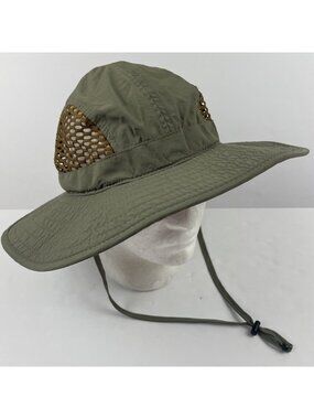 Juniper Boonie Hat Adults OS Gray Mesh Wide Brim Chin Strap Outdoors Hike Fish